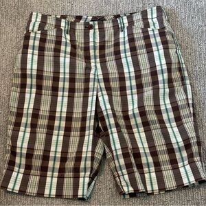 Jones‎ New York Green Brown Plaid Bermuda Shorts Size 12